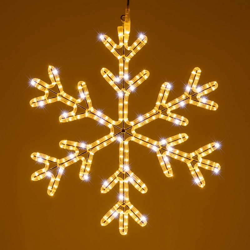 Flash LED motív vločka 70cm, PROFI 2-pin 230V vonkajšie, teplá biela + biela flash