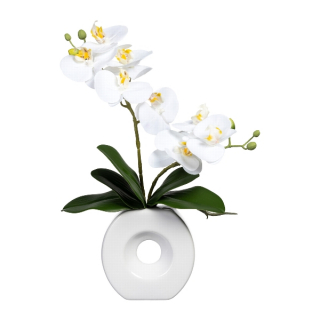 Orchidea bielá vo váze, 35cm