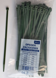 Sťahovacie pásky zelené balenie 100ks, 20x0, 48 cm